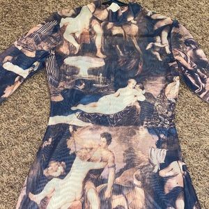 Sheer maxi long sleeve mini dress